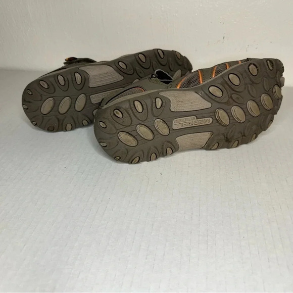 Merrell Hydro H2O Hiker Sandals Boys Size 3M Gray Orange Leather Strap - Picture 4 of 11